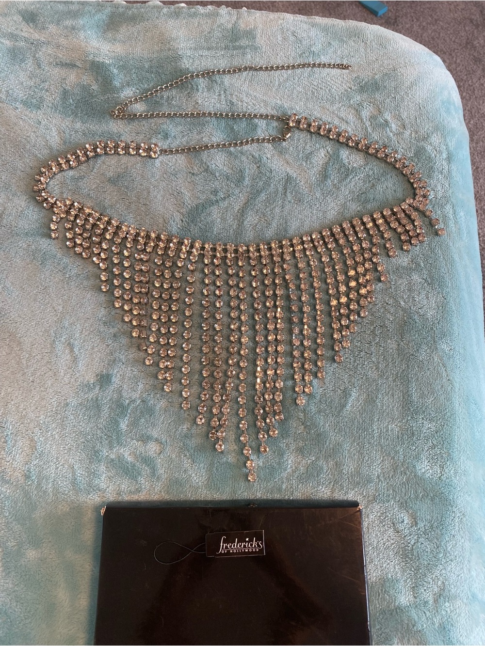 NIB Fredericks of Hollywood Silver Rhinestone Fringe Belt
